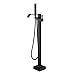 Artiqua Freestanding Bathtub Faucet Tub Filler Black Floor Mount Bathroom Faucets Brass Single Handle with Hand Shower
