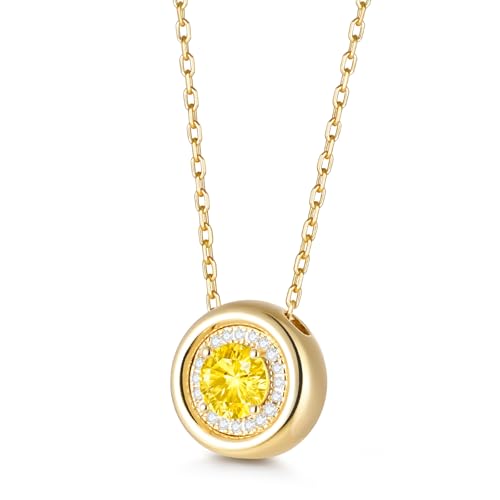 November Citrine Birthstone Necklaces for Women 14K Gold Plated 925