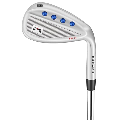 XINGGM サンドウェッジ XM-02 宝石付き 48度 50度 52度 54度 56度 58度 60度 (シルバー, スチール, Sフレックス, 58, 度, 右利き) 1枚目