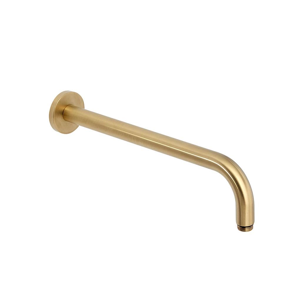 Milano Brushed Brass Elizabeth Wall Mounted Curved Fixed Shower Head Arm
