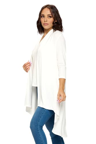 Image of Women's 3 /4 Sleeve Soft Open Front Casual Flowy Long Viscose Made from Bamboo Cardigan