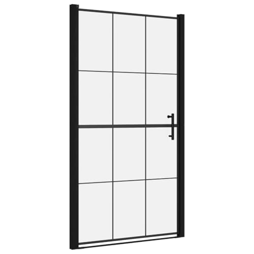 vidaXL Duschtür mit Edelstahlgriff Nischentür Pendeltür Duschkabine Schwingtür Duschabtrennung Dusche Duschwand Hartglas 100x178cm Schwarz