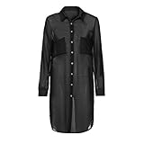 Oberteil Damen Tops Langarmshirt Schulterfrei Rundhals Lose Langarm T-Shirt Pullover Hemd Einfarbig Casual Tunika Blusen