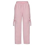 Parachute Pants Womens Cargo Pants High Waisted Baggy Sweatpants Joggers Pants Y2k Teen Girls Fashion Lounge Trousers Pink