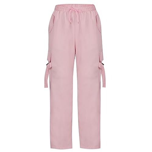 Parachute Pants Womens Cargo Pants High Waisted Baggy Sweatpants Joggers Pants Y2k Teen Girls Fashion Lounge Trousers Pink