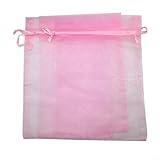 WIIYENA Wiederverwendbare Obstschutz-Netzbeutel, 100 Stück, Anti-Vogel-Garten-Netzabdeckungen für Erdbeeren, Trauben, Äpfel, Kordelzug-Pflanzenbarrieren 10 x 15 cm (Rosa)