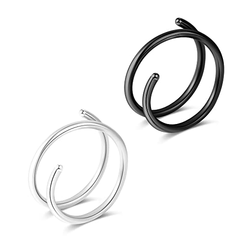 1-15PCS Double Hoop Nose Ring for Single Piercing 18G 20G 22G Spiral Nose Rings Hoops 18 20 22 Gauge Surgical Steel Twist Nose Piercing Jewelry Nostril for Women Girls Men Hypoallergenic Pack Easy Bendable 6mm 8mm 10mm