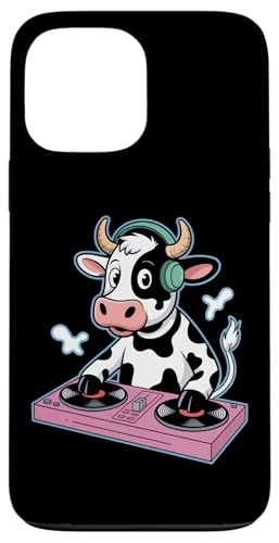 Dj Vaca Con Auriculares Tocadiscos Música Carcasa para iPhone 13 Pro Max