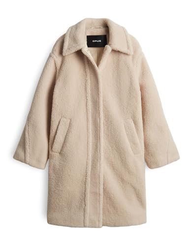 OPUS Damen Mantel | Heddy Regular Teddymantel aus recyceltem Polyester Macadamia, 36