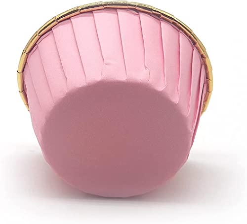 Image of Jubilant 50 Pcs Cupcake Liners, Aluminum Foil Paper Muffin Liners, Gold Cupcake Baking Cups, Disposable Little Baking Cups for Party Wedding Festival (Pink) (Pink, 50)