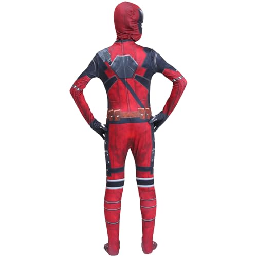Disfraz Deadpoo Niño, Deadpoo Cosplay Traje, Mono de Superheroe de Cosplay, Disfraz Heros Niño, Disfraz Deadpoo con máscara, Disfraz Superheroe Niño para Carnaval Halloween Navidad cumpleaños