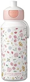 Mepal - Drinking Bottle Pop-up Campus - Drinking Bottle Little Dutch - Leak Proof Drink Bottle For School - BPA-free & Dishwasher Safe - 400 ml - Flowers & Butterflies.