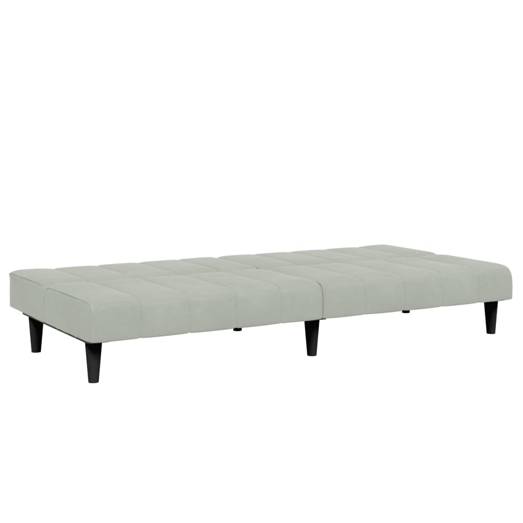 Divano letto a 2 posti, in velluto grigio chiaro, con poggiapiedi, 200 x 84,5 x 69 cm, trasformabile in letto, per soggiorno e camera degli ospiti