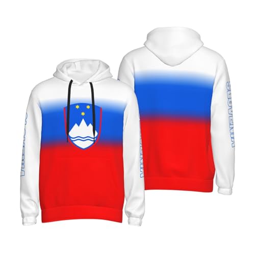 HACXZ Sudadera con Capucha para Hombre con Estampado Degradado de la Bandera de Eslovenia y cordón Ajustable.