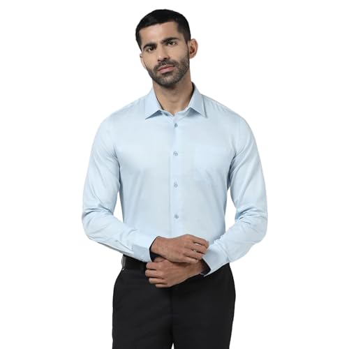 Image of Blackberrys Men Slim Fit Formal Shirt | Premium Cotton Blend | Solid Pattern| Lightweight & Breathable | Wrinkle-Resistant | Office & Business Wear