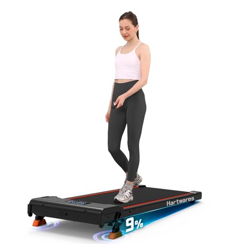 Hartwares Walking Pad Treadmill with 9% Incline, 2.5HP Quiet Treadmills for Home Office Small, Portable Walking Pad with 265lb Capacity, App Compatible &Remote Control