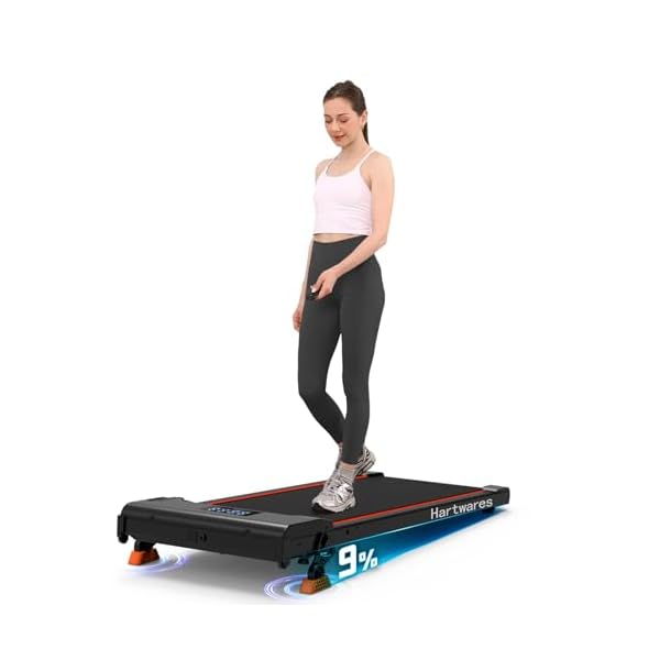 Hartwares Walking Pad Treadmill with 4 Level 9% Incline, Extra-Large Belt, Compact Under Desk Treadmills for Home Office Small Space, Walking Machine with App and Remote Control