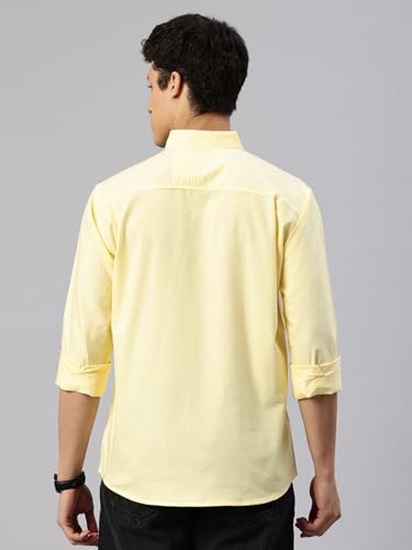 Image of Majestic Man Men's Solid Pure Cotton Casual Shirt - Slim Fit | Full Sleeves | Soft & Breathable Fabric