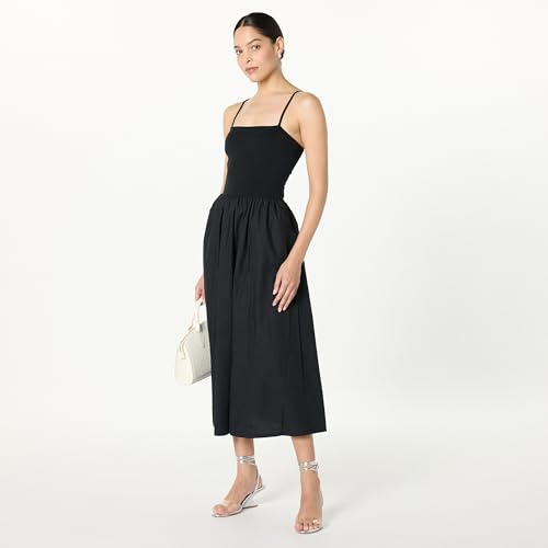 Image of The Drop Womens Robyn Mixed Media Spaghetti Strap Midi Dress