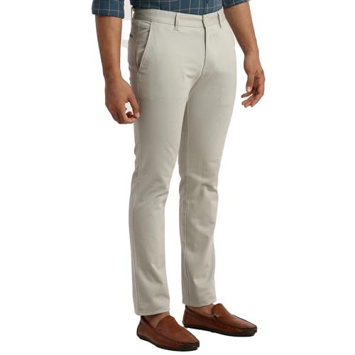 Image of Parx Men's Cotton Blend Solid Pattern Low Rise Tapered Fit Flat Front Casual Trouser