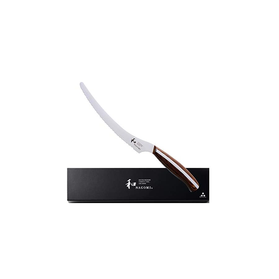 NAGOMI] 6 inch Serrated Cake Knife - Made in Seki, Japan - Blade in 440A and Comfortable Pakkawood Handle - Japanese Sharp Knife