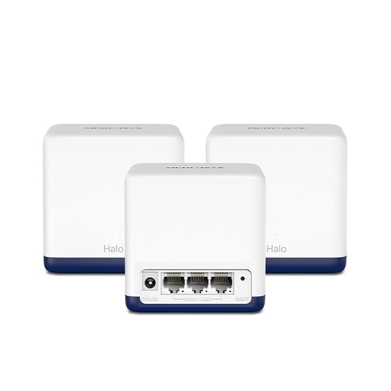 Mercusys HALO H1900G - AC1900 Mesh Wi-Fi, Doble Banda, Cobertura hasta 550 m², 3× Gigabit Puerto por Unidad, MU-MIMO, Beamforming, Control Parental, Smart Connect, 3-Pack