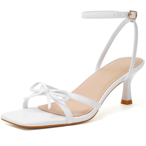 Image of Mostrin Womens Sandals Strappy Heels for Women Ankle Strap Lace Up Heels Square Open Toe Heels Tie Up Stiletto High Heeled Sandals for Prom, Party, Daily Wear