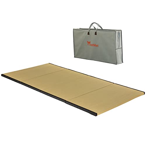 Mustmat Tatami Mat Twin Xl Japanese Tatami Floor Mattress Rush Grass Tatami Bed With Storage Bag 39 X80 X1.4 In (Black) #TOP19