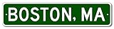 Boston, Massachusetts - USA City and State Street Sign - Personalized Metal Street Sign, Man Cave...