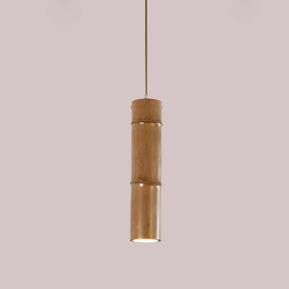 Lampe suspendue vintage en bambou pour îlot de cuisine et ambiance chaleureuse de restaurant