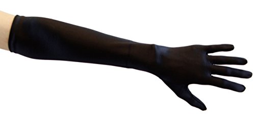 Satin Mystery Smooth Over Elbow Length Gloves, Black