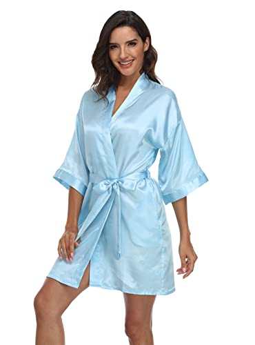Image of Women's Pure Short Silky Robes Bridesmaid Bride Party Satin Robes Sleepwear