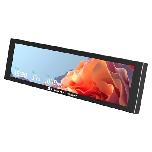 Thermalright Trofeo Vision 9.16 LCD Black, 9.16-inch Full-Color LCD Magnetic Display Screen, 1920x480 Resolution, Easy to Install,Master CPU/GPU Temperature(Black)