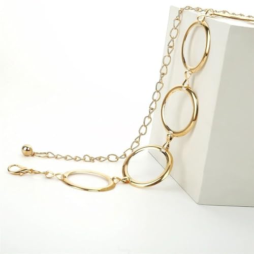 Metal Chain Belt Round Alloy Belt Gold Silver Big Ring Long Tassel Waistband(silver)3