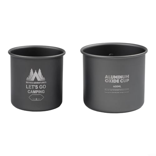 Juego de tazas de camping de aluminio plegable Resistente al calor para uso de llama abierta Diseño compacto de anidación 300 ml y 400 ml Tamaños Ligero para cocinar al aire libre (gris)