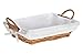 HERSIG - Bandeja Mimbre Natural | Cesta Rectangular con Forro y Asas - 35 x 25 x 9 cm