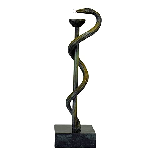 Rod of God Asclepius Symbol der Medizin Schlange echte Bronze Metall Kunst Skulptur
