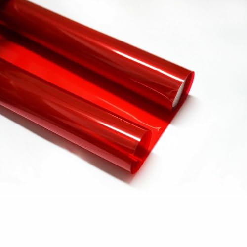 Image of KOMAS 12 inch X 48 inch Tint Vinyl Film Sticker Sheet Roll for Car Headlight, Tail Lights, Fog Lights with Squeegee + Cutter (Glossy Red)