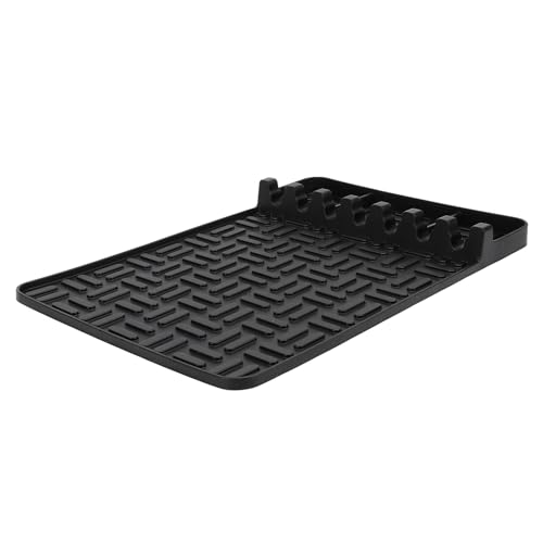 Alfombrilla de Silicona para Utensilios de Plancha, Resistente Al Calor, Reutilizable, Suave, para Hornear y Asar (BLACK)