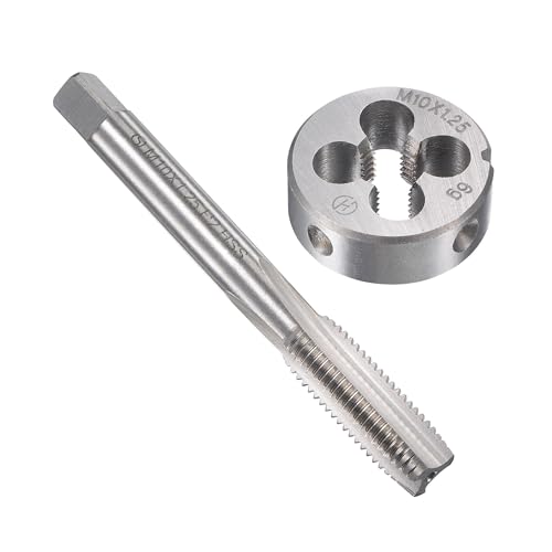 MACHSWON M10 x 1.25mm Metric Tap and Die Set - Machine Thread Screw Tap with Round Threading Die Kit for Thread Repair