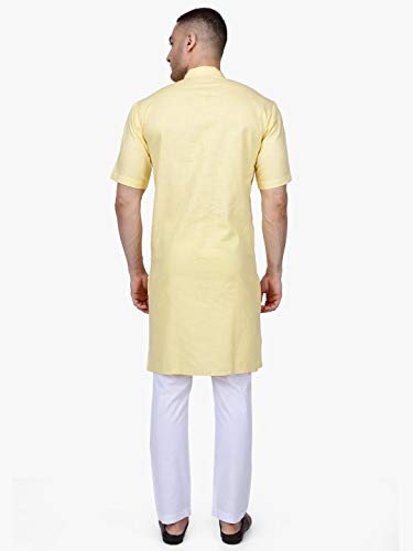 Image of Rajubhai Hargovindas Men's Premium Cotton Half Sleeve Solid Kurta