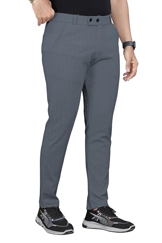 Image of Men's Cotton Blend Self-Design Trousers | Mid-Rise Regular Fit Pants for Work, Travel & Casual Wear [Pack of 1]