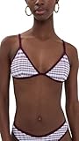 Good American Women's Plaid Bikini Top, Fig Plaid, XS