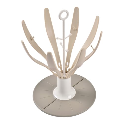 BÉABA, Egoutte biberons Arbre Flower, Pliable, 8 biberons et accessoires, Compact, Nomade, Argile