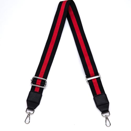 Image of S&loyoe Silver bucklePurse Straps Replacement Crossbody Bag Strap Adjustable Wide Guitar Straps for Handbags 1.5inch (Three Lines Black red Silver)