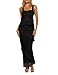 Lrady Women's Two Piece Skirt Sets Beach Formal Wedding Guest Sleeveless Peplum Ruffle Party Maxi Bodycon Dress Outfits, Black, Small