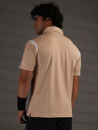 Image of CHKOKKO Gym Tshirt for Men Workout Activewear Man T-Shirts Polo Neck Zipper Regular Fit Half Sleeves for Sports Running Yoga Training Activities
