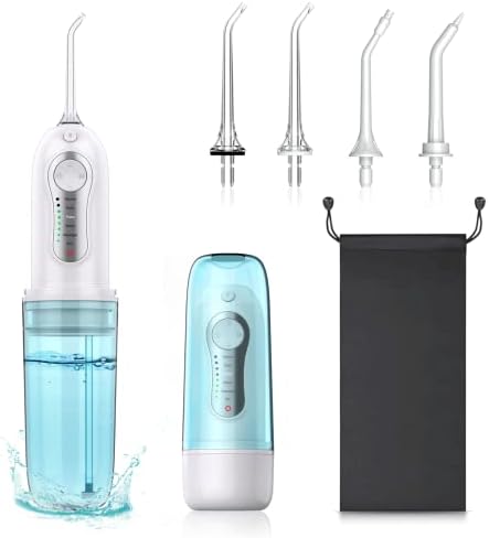 MOCEL Cordless Water Dental Flosser with 8 Level Pressure, 260ML Portable DIY Teeth Cleaner Pick and Rechargeable IPX7 Waterproof 6 Modes 4 Jet Tips, Oral Irrigator for Travel, Braces & Bridges Care