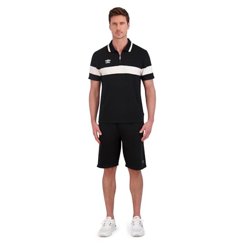 Umbro Men's 1/4 Zip French Terry Polo, Black, Small at Amazon