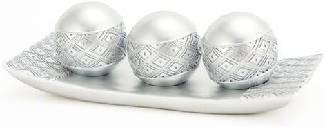 Silver Accent Decorative Tray and Ball S…
